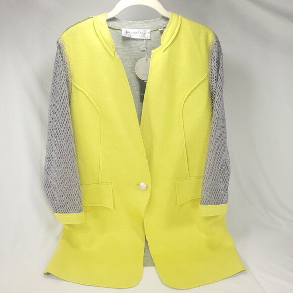 Patrizia Luca Milano Reversible Long Sleeve Jacket Womens Size M Gray Yellow - Picture 1 of 12